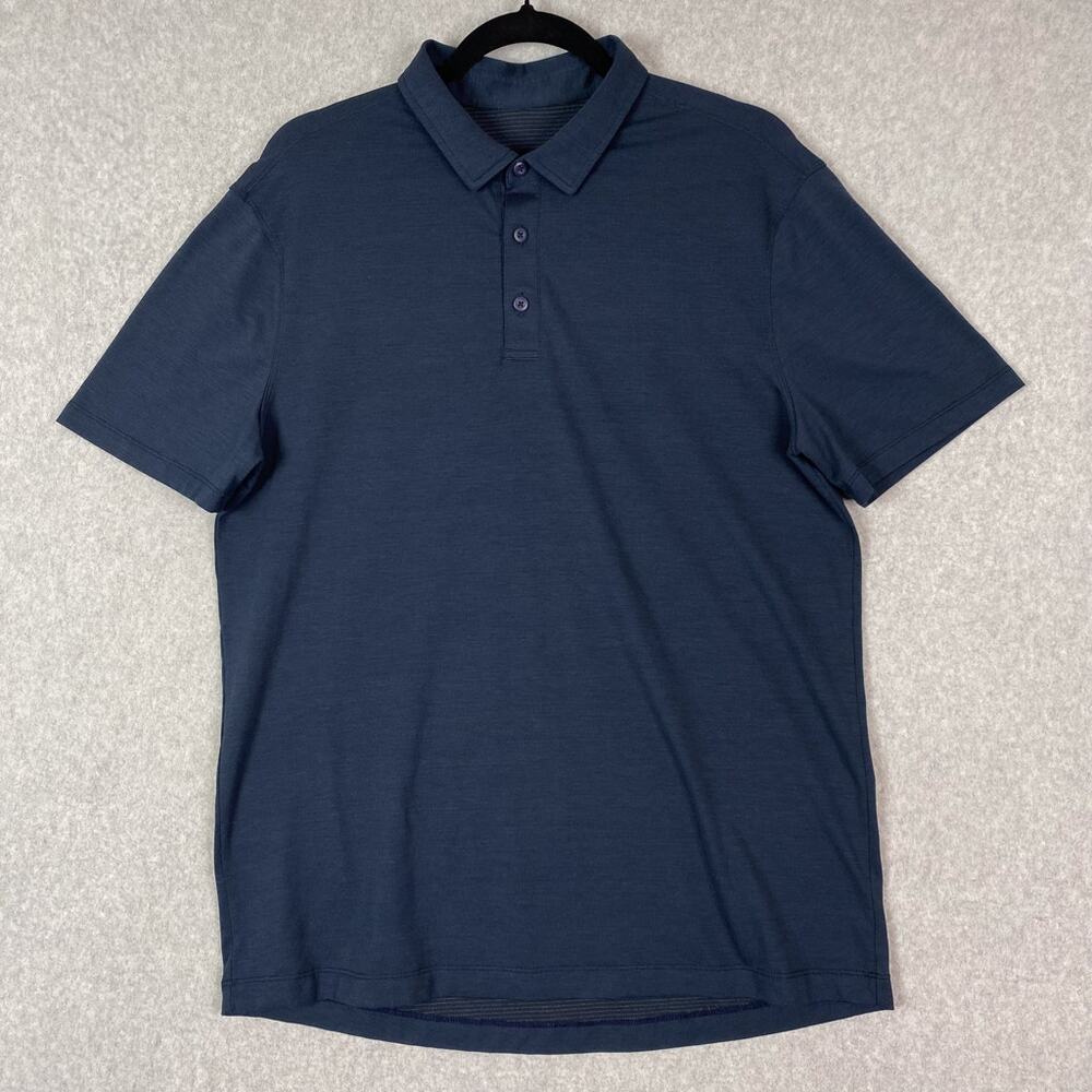 Lululemon Polo Shirt Mens M Blue Short Sleeve